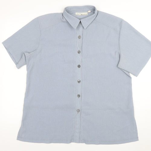 Christian Marcus Direct Womens Blue Button-Up Shirt Size 18 Short Sleeve