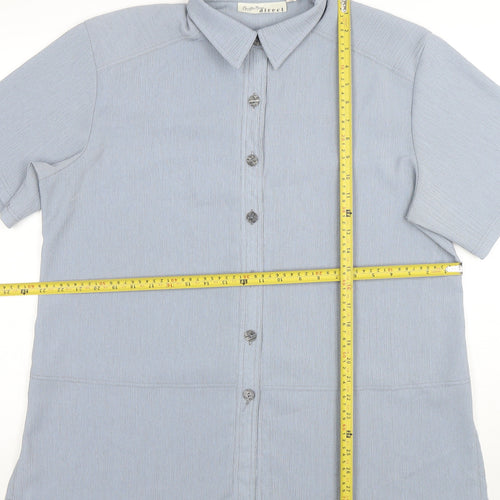Christian Marcus Direct Womens Blue Button-Up Shirt Size 18 Short Sleeve