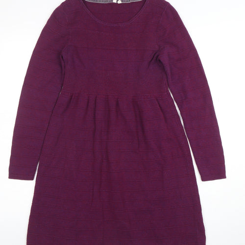 White Stuff Women Purple Size 10 Fit & Flare Knit Dress
