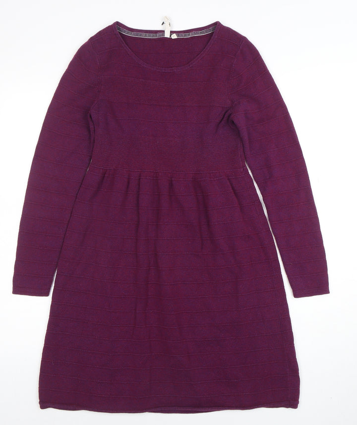 White Stuff Women Purple Size 10 Fit & Flare Knit Dress