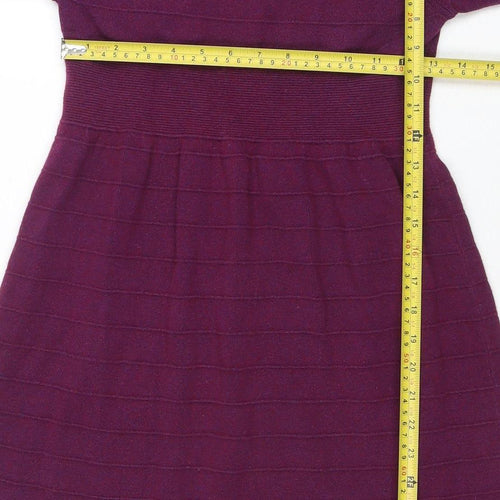 White Stuff Women Purple Size 10 Fit & Flare Knit Dress