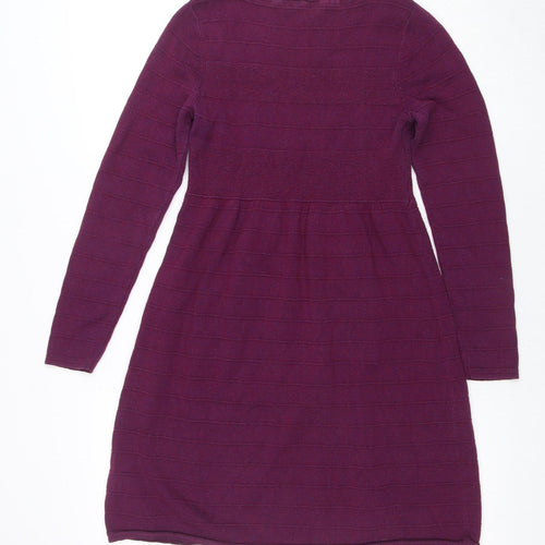 White Stuff Women Purple Size 10 Fit & Flare Knit Dress