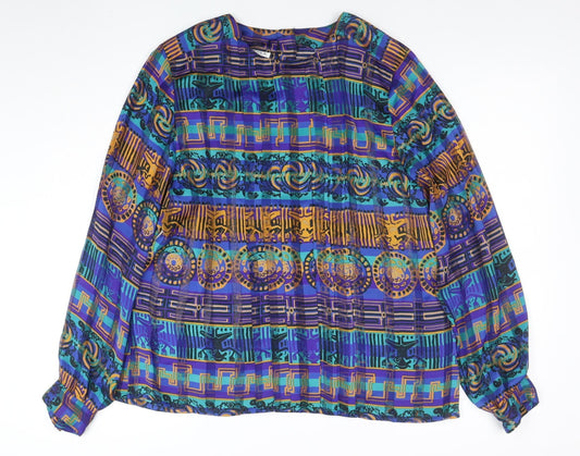 Nicola Women's Multicoloured Geometric Long Sleeve Tunic Blouse Size 16