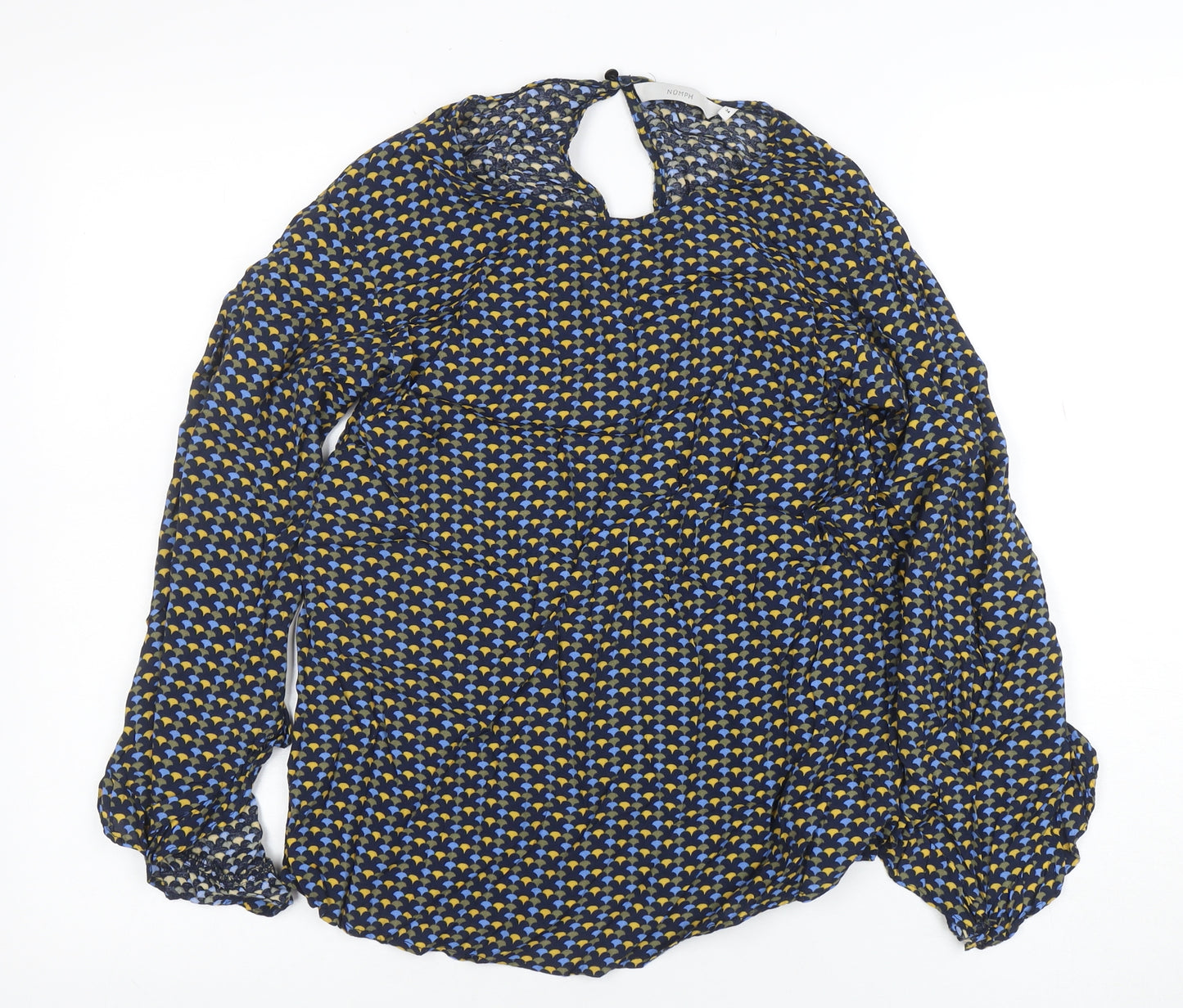 NUMPH Womens Multicoloured Geometric Long Sleeve Tunic Blouse Size 6