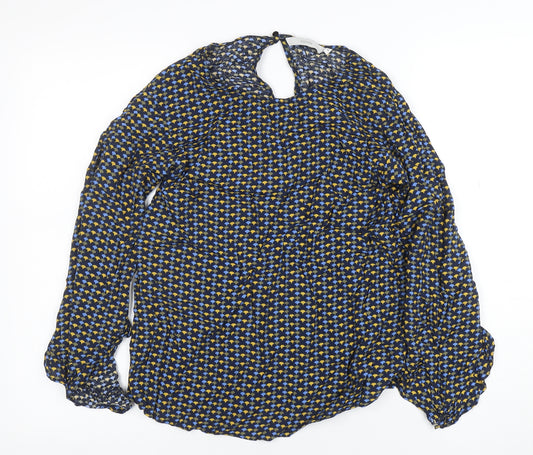 NUMPH Womens Multicoloured Geometric Long Sleeve Tunic Blouse Size 6