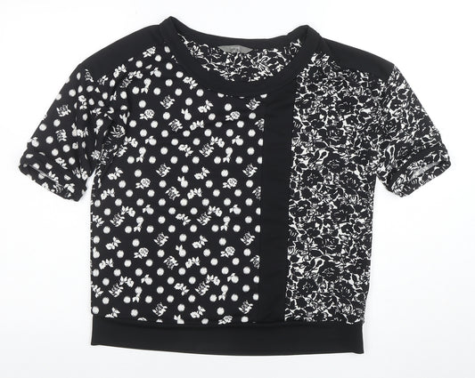 Next Women's Black Floral Polka Dot Short Sleeve T-Shirt Size 8