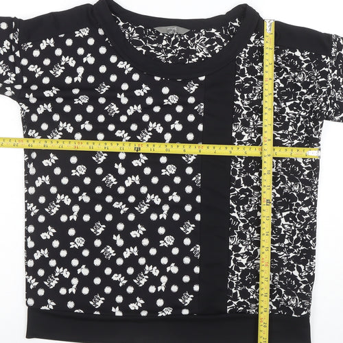 Next Women's Black Floral Polka Dot Short Sleeve T-Shirt Size 8