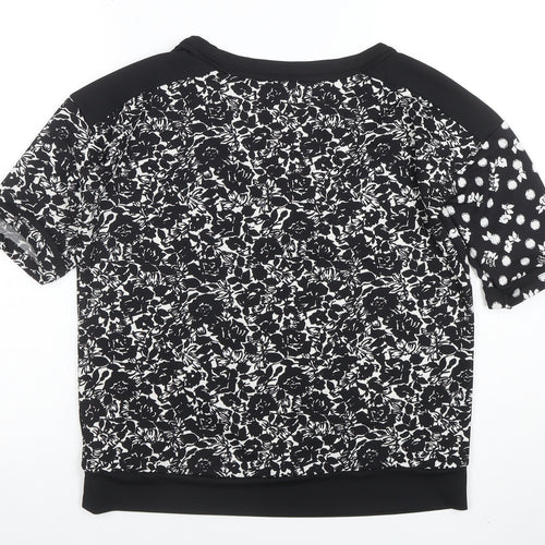 Next Women's Black Floral Polka Dot Short Sleeve T-Shirt Size 8