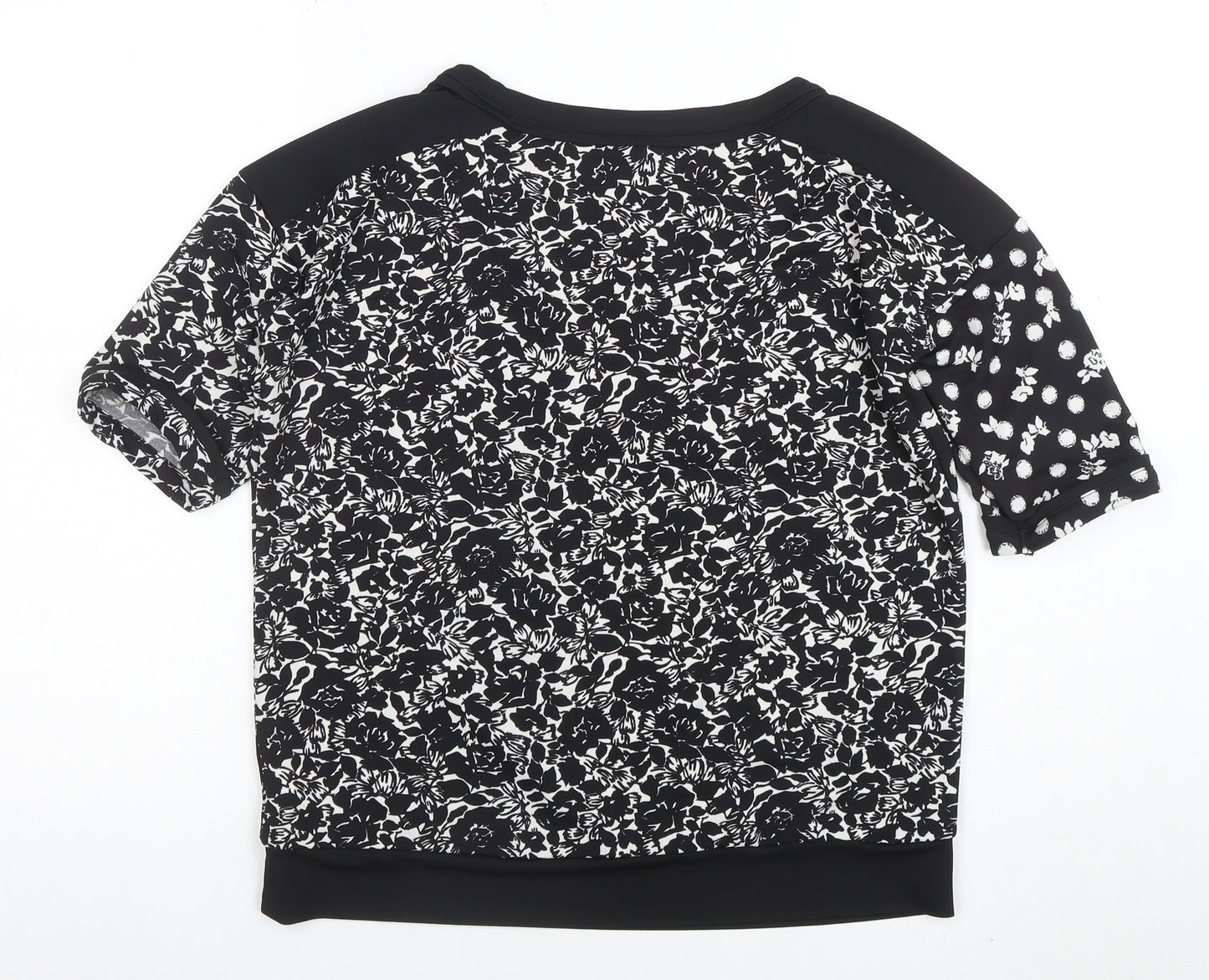 Next Women's Black Floral Polka Dot Short Sleeve T-Shirt Size 8