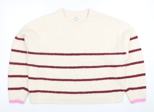 Marks and Spencer Women’s Ivory Striped Wool Blend Pullover Jumper L