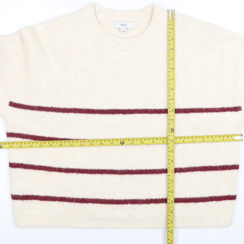 Marks and Spencer Women’s Ivory Striped Wool Blend Pullover Jumper L