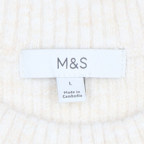 Marks and Spencer Women’s Ivory Striped Wool Blend Pullover Jumper L
