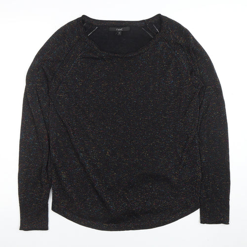 Next Women’s Black Metallic Knit Crew Neck Jumper Size 12