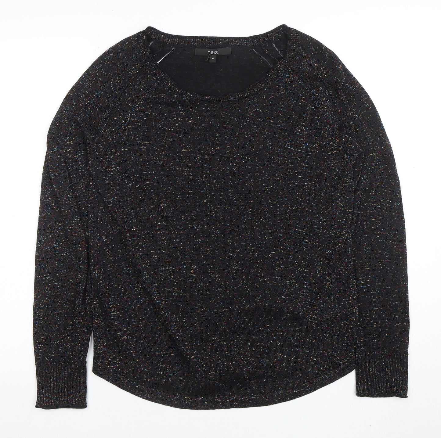 Next Women’s Black Metallic Knit Crew Neck Jumper Size 12