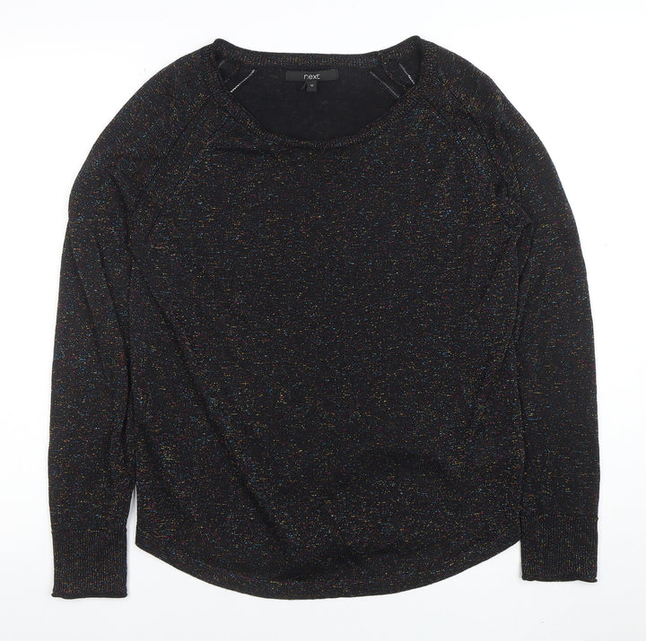 Next Women’s Black Metallic Knit Crew Neck Jumper Size 12