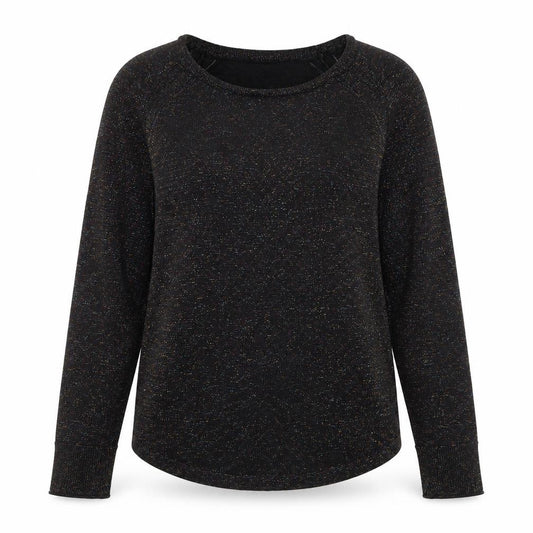 Front view of Next Women’s Black Metallic Knit Crew Neck Jumper, size UK 12