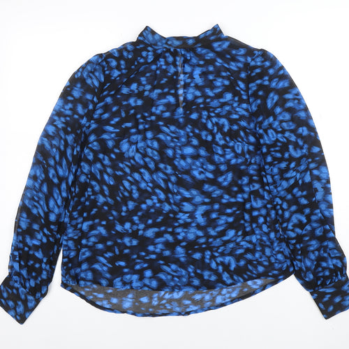 Peacocks Women’s Blue Animal Print Sheer Chiffon Blouse Size 10