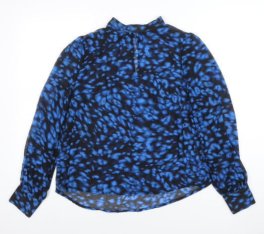Peacocks Women’s Blue Animal Print Sheer Chiffon Blouse Size 10