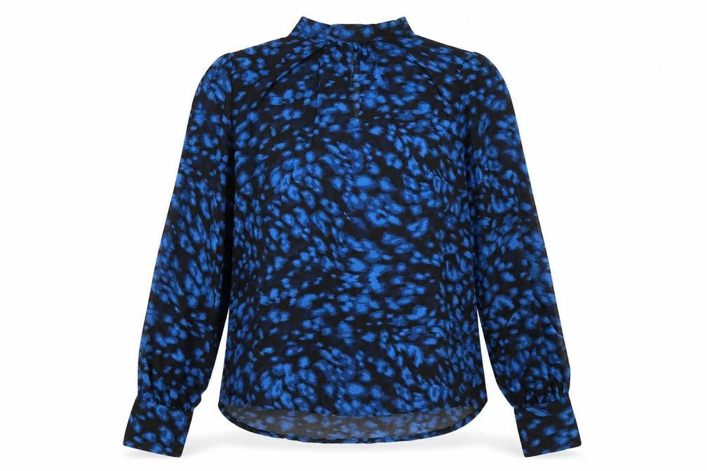 Peacocks Women’s Blue Animal Print Sheer Chiffon Blouse Size 10
