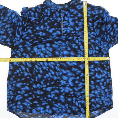 Peacocks Women’s Blue Animal Print Sheer Chiffon Blouse Size 10