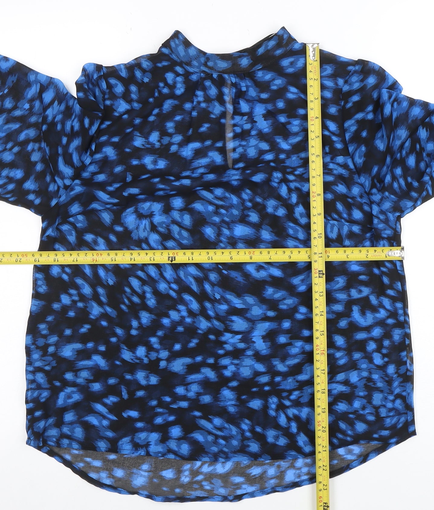 Peacocks Women’s Blue Animal Print Sheer Chiffon Blouse Size 10