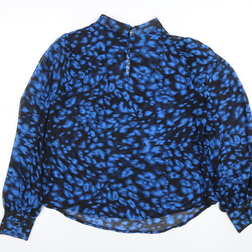 Peacocks Women’s Blue Animal Print Sheer Chiffon Blouse Size 10