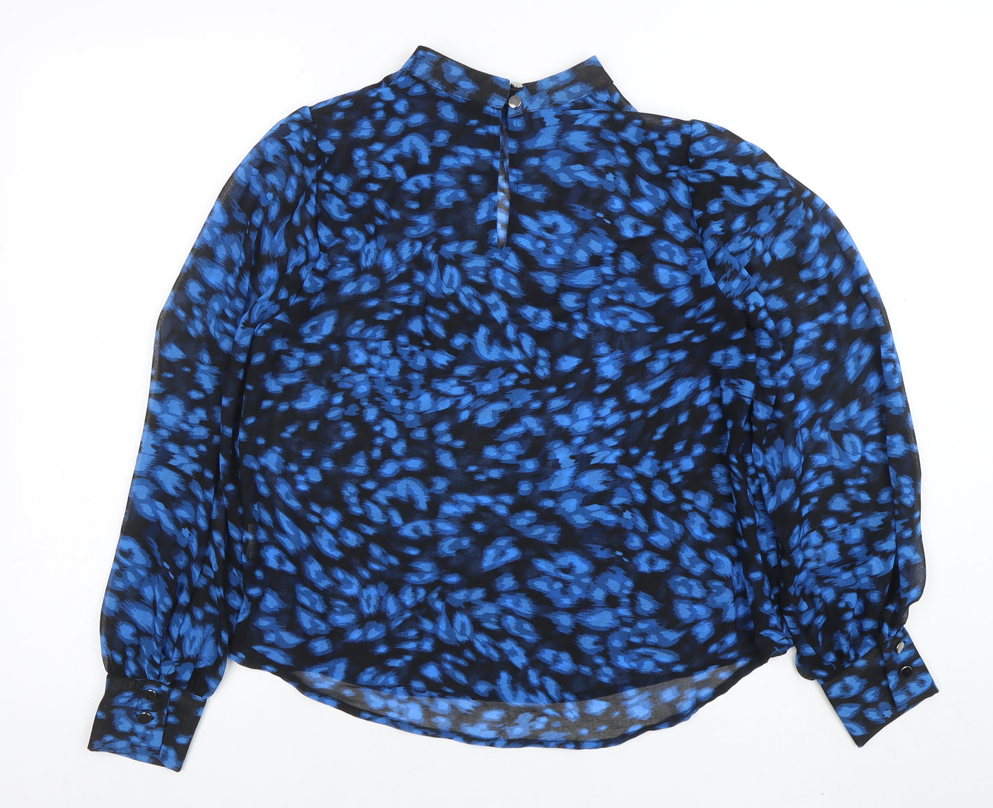 Peacocks Women’s Blue Animal Print Sheer Chiffon Blouse Size 10
