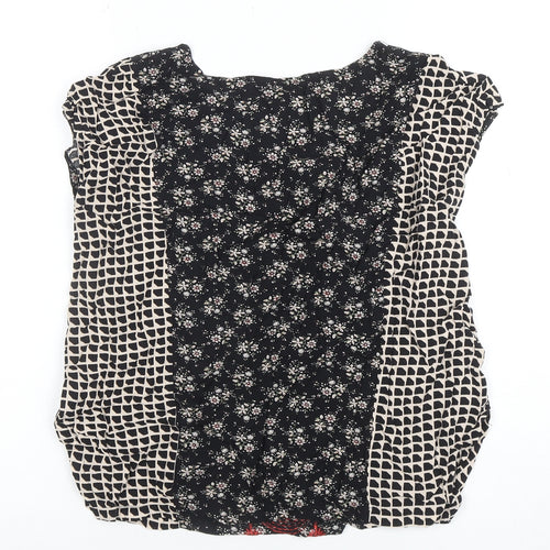 Solitaire Womens Black Floral Embroidered Sleeveless Boho Blouse Size L