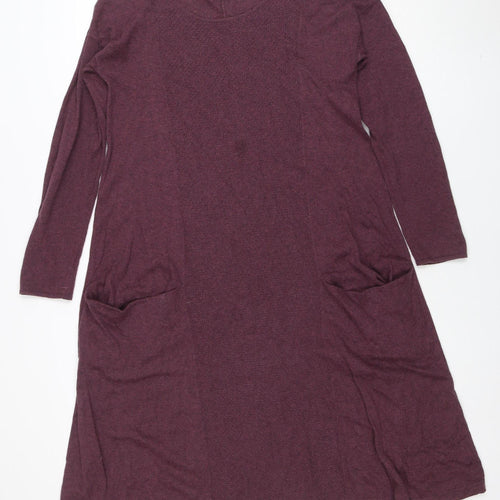 Seasalt Women Purple Size 8 A-Line Knit Cotton Wool Dress