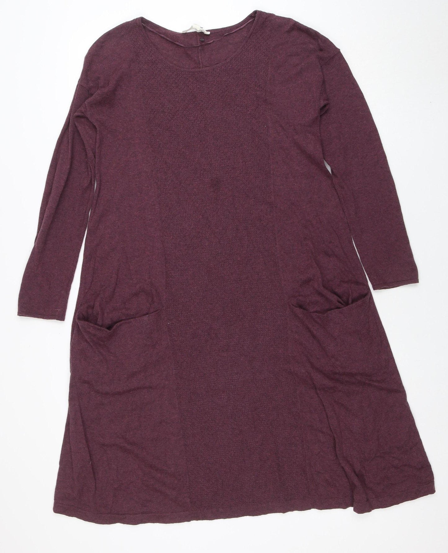 Seasalt Women Purple Size 8 A-Line Knit Cotton Wool Dress