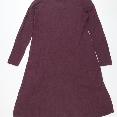 Seasalt Women Purple Size 8 A-Line Knit Cotton Wool Dress