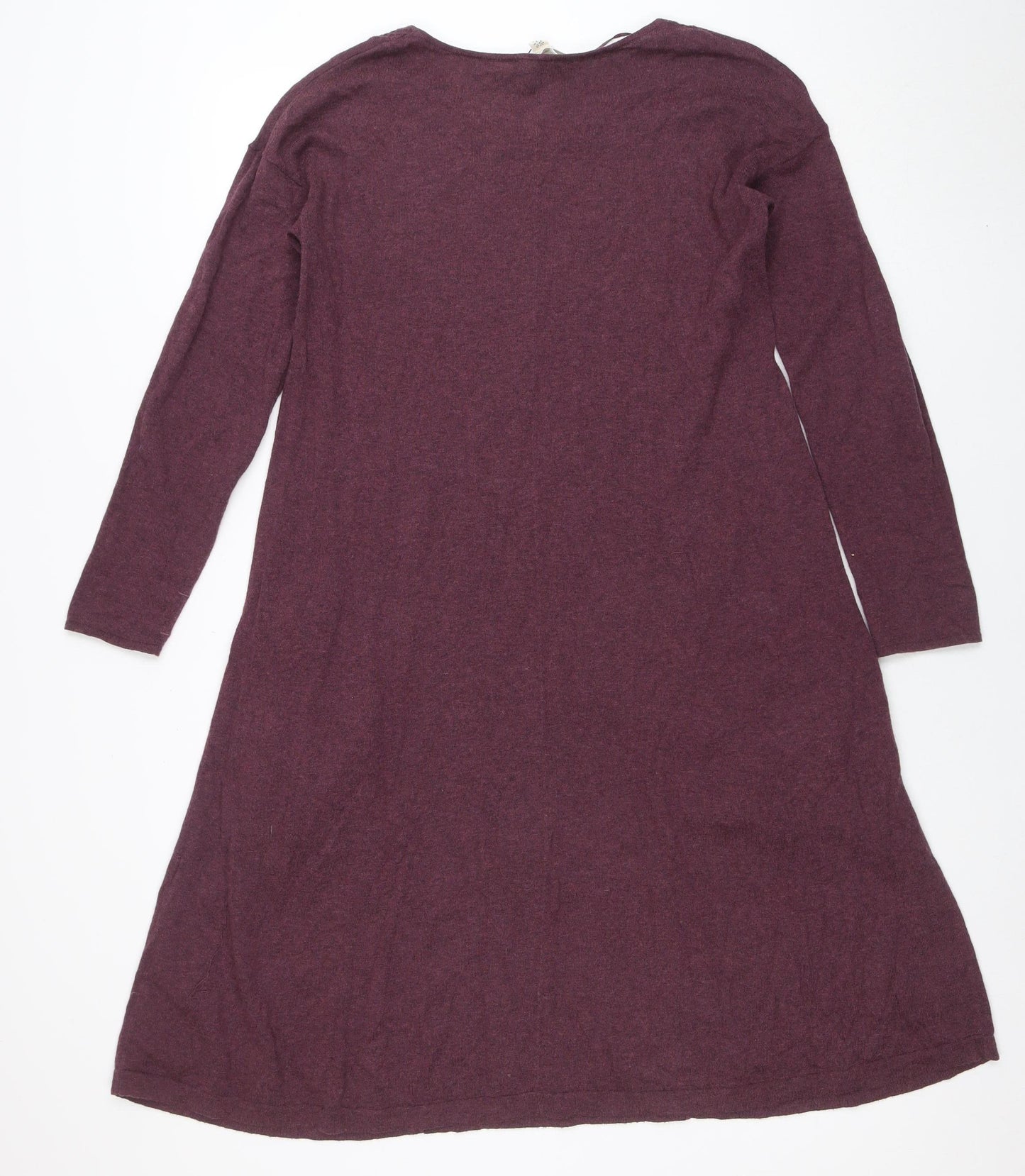 Seasalt Women Purple Size 8 A-Line Knit Cotton Wool Dress