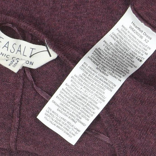 Seasalt Women Purple Size 8 A-Line Knit Cotton Wool Dress