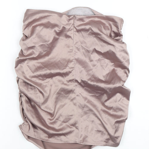 Pretty Darling Women’s Beige Satin Ruched Pencil Skirt Size 10