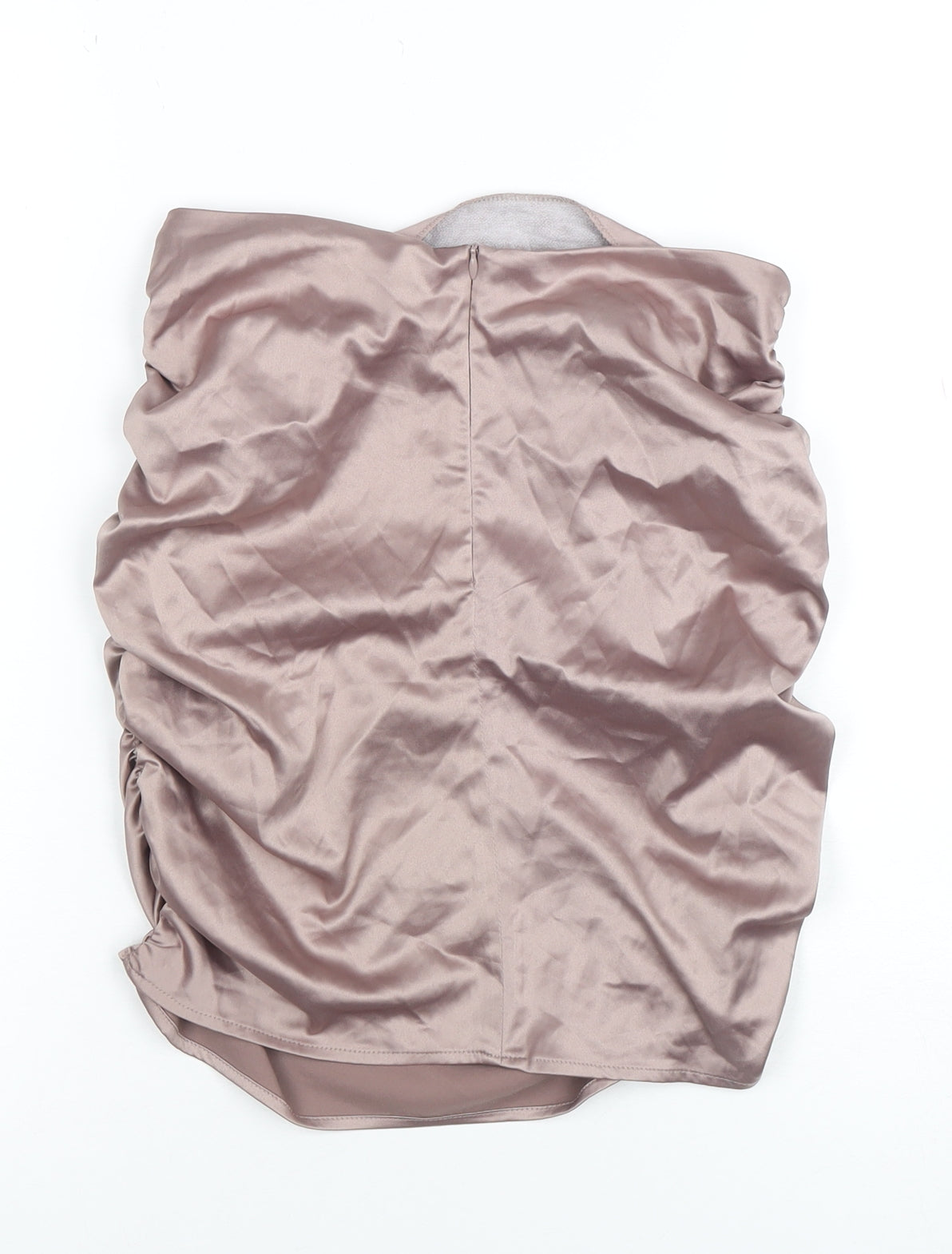 Pretty Darling Women’s Beige Satin Ruched Pencil Skirt Size 10