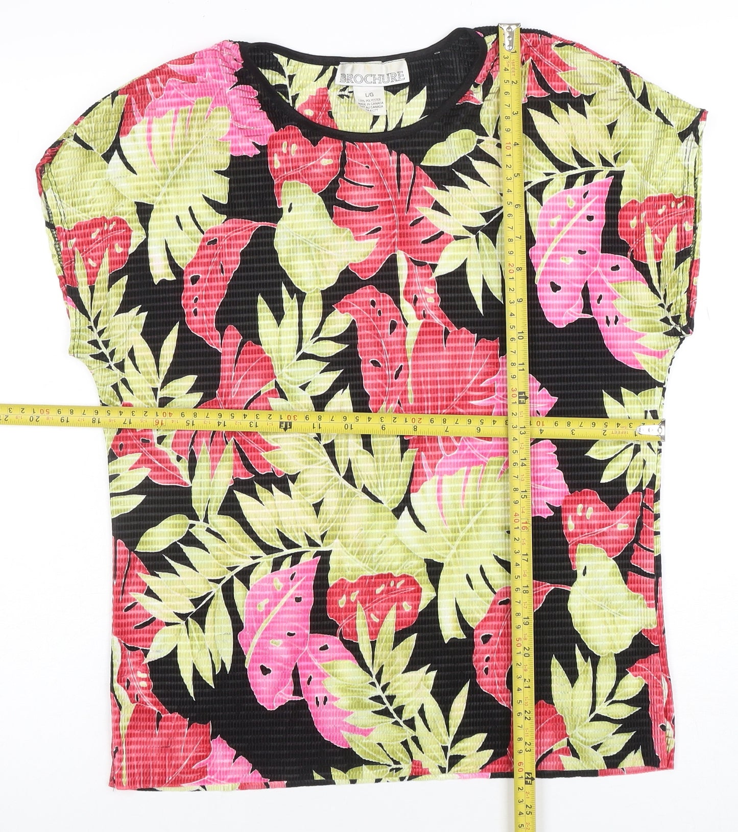 Brochure Women's Multicoloured Floral Tropical Polyester T-Shirt Size L