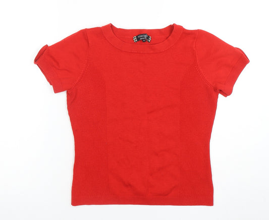 Principles by Ben de Lisi Womens Red Size 16 Short Sleeve Knit Top