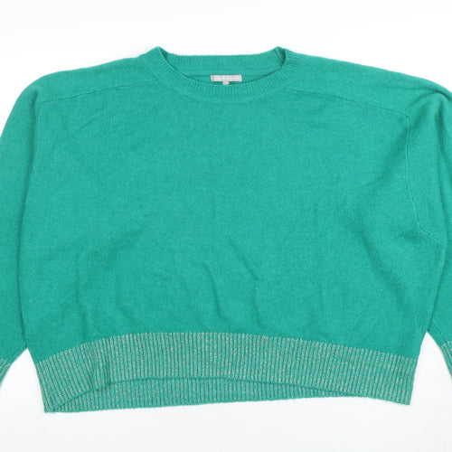 Oliver Bonas Women's Green Relaxed Fit Crew Neck Jumper Size 18
