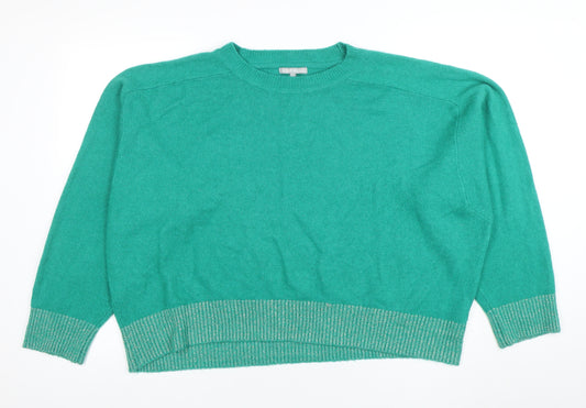 Oliver Bonas Women's Green Relaxed Fit Crew Neck Jumper Size 18