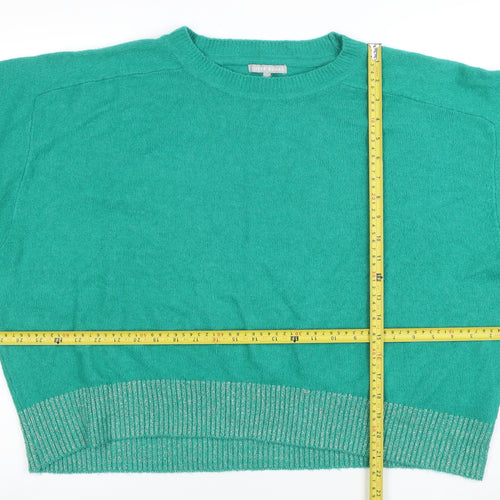 Oliver Bonas Women's Green Relaxed Fit Crew Neck Jumper Size 18