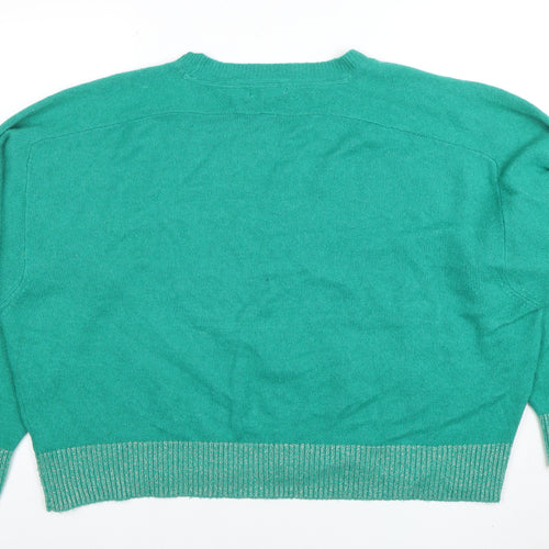 Oliver Bonas Women's Green Relaxed Fit Crew Neck Jumper Size 18