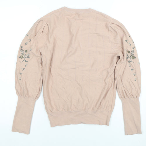 Rosie for Autograph Womens Beige Embroidered Puff Sleeve Jumper Size 18
