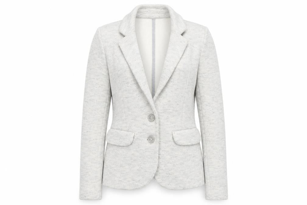 Front view of Whistles women’s beige cotton blend two-button blazer uk 6