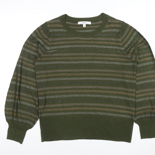 Next Womens Green Striped Metallic Pullover Jumper Size 14
