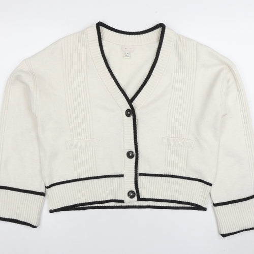 Marks and Spencer Women’s Ivory V-Neck Button Cardigan Size M