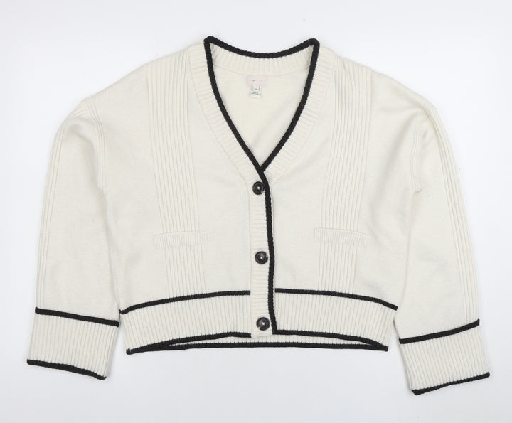Marks and Spencer Women’s Ivory V-Neck Button Cardigan Size M