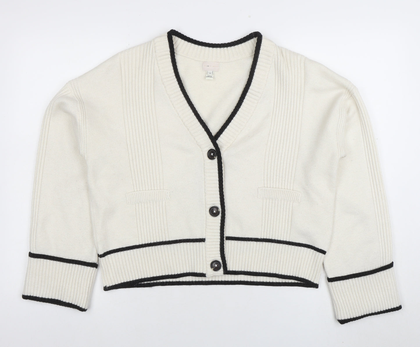 Marks and Spencer Women’s Ivory V-Neck Button Cardigan Size M