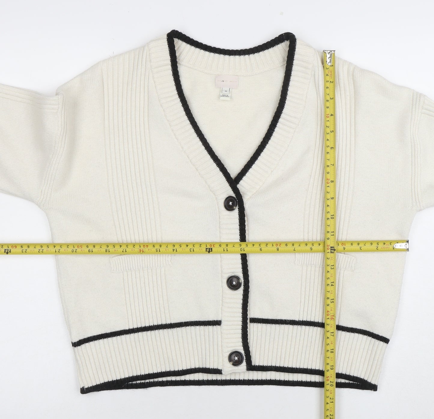 Marks and Spencer Women’s Ivory V-Neck Button Cardigan Size M