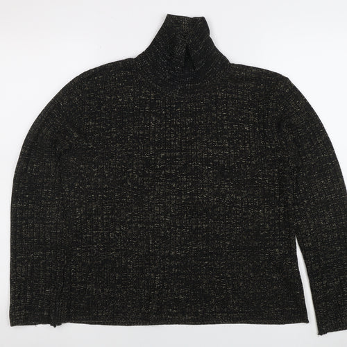 Select Women's Black Roll Neck Glitter Knit Jumper Size 16