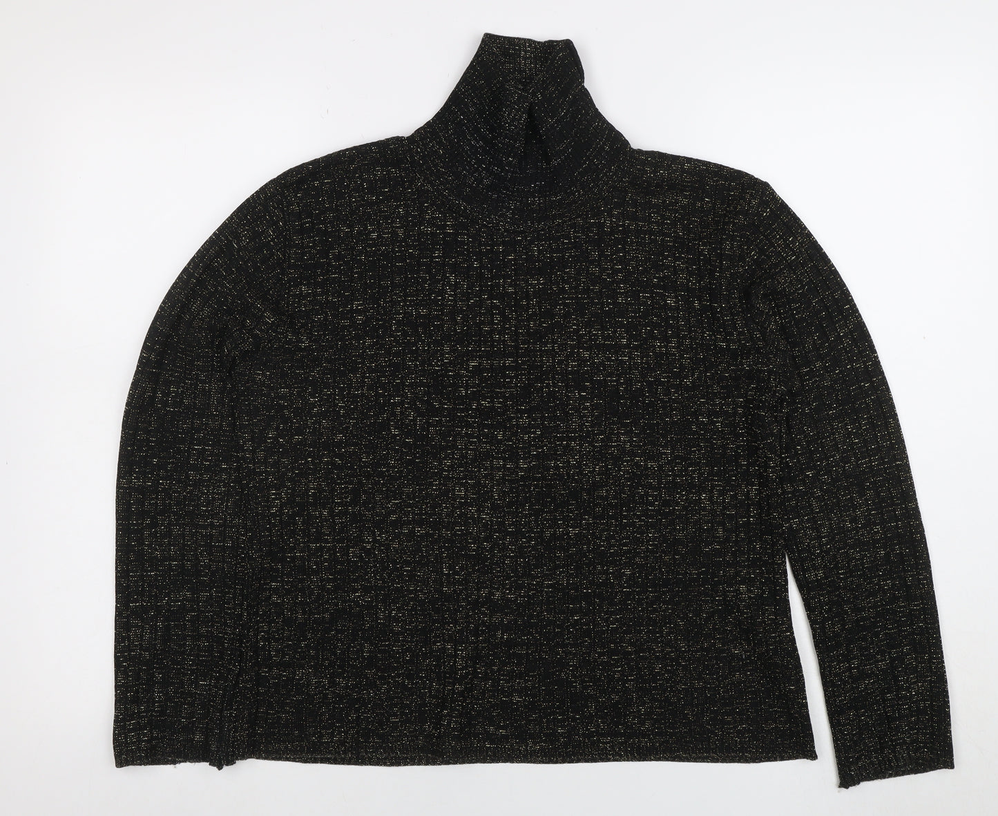 Select Women's Black Roll Neck Glitter Knit Jumper Size 16